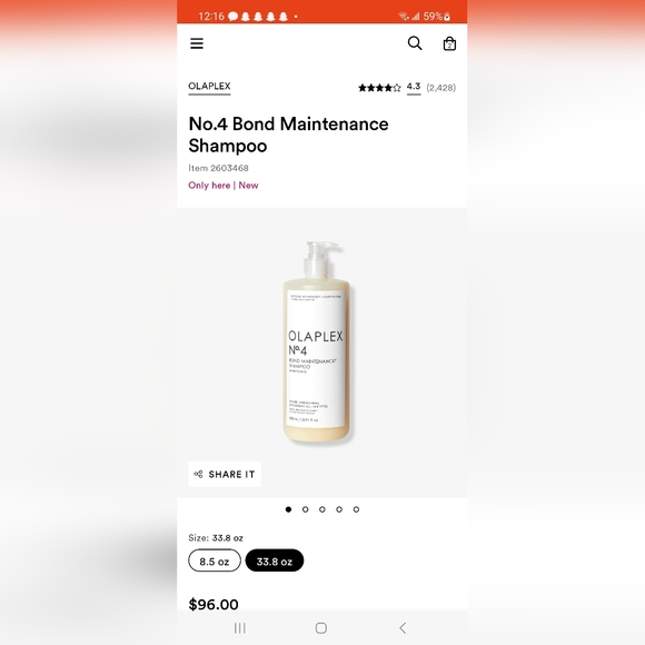 Brand new Olaplex #4 shampoo 33oz